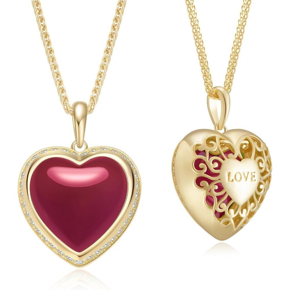 Women's S925 Sterling Silver Natural Agate Heart Pendant Necklace Jewelry Gift
